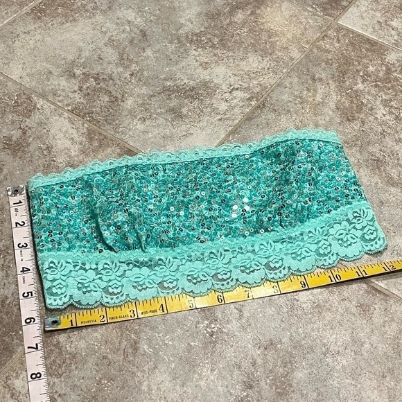 NEW PINK Victoria’s Secret Bandeau Sequin Bra Bralette Blue Small Lace VS - Picture 7 of 9